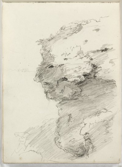 無題（葉のある崖の詳細）1831（紙に鉛筆） 作： Thomas Cole