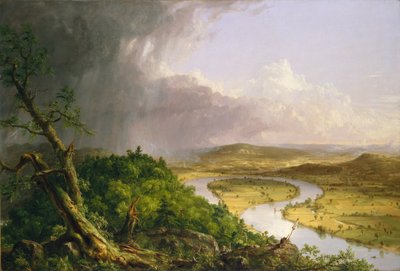 雷雨後のマサチューセッツ州ノーサンプトンのホルヨーク山からの眺め—川の湾曲部 作： Thomas Cole