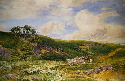カートのある風景（水彩・紙） 作： Thomas Collier