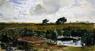 アランデル近郊の草地（水彩・紙） 作： Thomas Collier