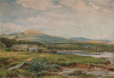 コテージのある川の情景、c1887 作： Thomas Collier