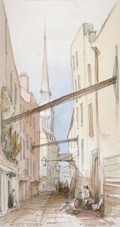 ハギン・レーン、ロンドン市、1851年 作： Thomas Colman Dibdin
