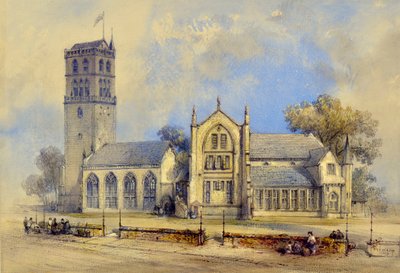 1841年の火災前の町の教会群 作： Thomas Colman Dibdin