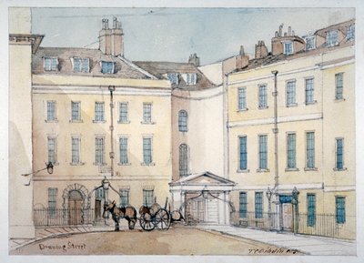 ダウニング街の眺め、ウェストミンスター、ロンドン、1851 作： Thomas Colman Dibdin