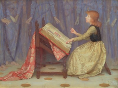 インテリアに座っている女の子 作： Thomas Cooper Gotch