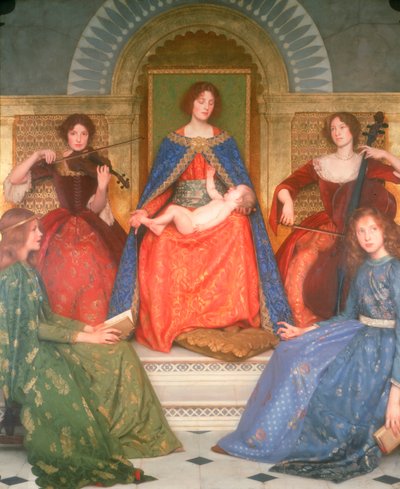 聖母性、1902年頃（キャンバスに油と金箔） 作： Thomas Cooper Gotch