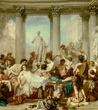 の詳細です。トマス・クチュール（1815-1879）の絵画「デカダンスのローマ人」。 作： Thomas Couture