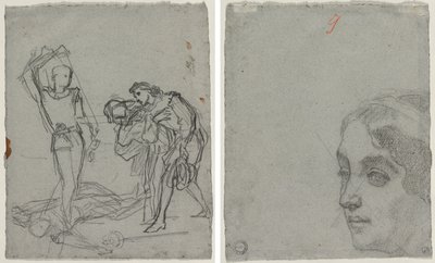 仮面舞踏会後の決闘 (直腸); 女性の頭 (裏面) 作： Thomas Couture