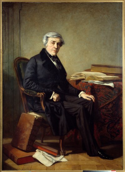 ジュール・ミシュレ（1798-1874）フランスの歴史家・作家の肖像。トマス・クチュール（1815-1879）による絵画 作： Thomas Couture