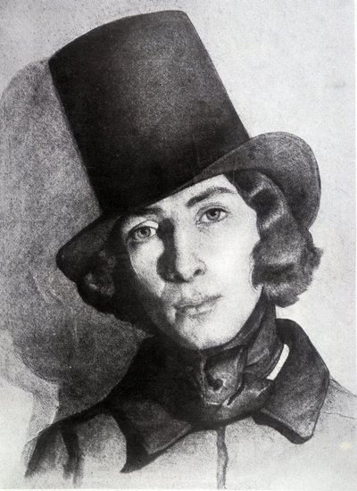 ジョージ・サンドの息子、モーリス・サンド（1823-1889）の肖像（21歳） - トーマス・クチュール（1815-1879）による年代不明のデッサン - このデッサンは長い間、母親のジョージ・サンドのものと考えられていた。 作： Thomas Couture