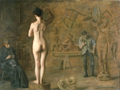 スクールキル川の寓話的な人物を彫るウィリアム・ラッシュ（1756-1833） 作： Thomas Cowperthwait Eakins
