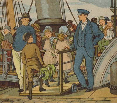 Folkestone: going on board (color litho) 作： Thomas Crane