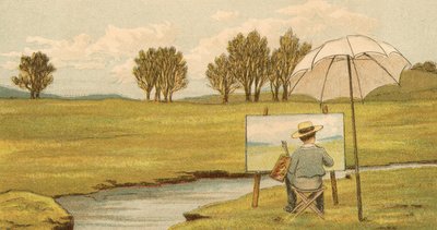 ホームライフ。領地で絵を描く子供 作： Thomas Crane