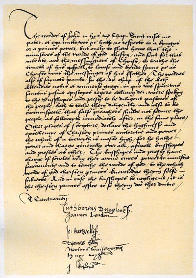 大司教クラマーと他の7人のイギリス司教の聖公会宣言、c1537。 作： Thomas Cranmer