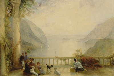 おそらくウェストポイントにあるバルコニーの人物 作： Thomas Creswick