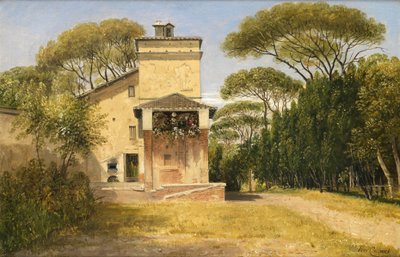 ボルゲーゼ公園の庭にあるラファエルのスタジオ、ローマ、1849 作： Thomas Creswick