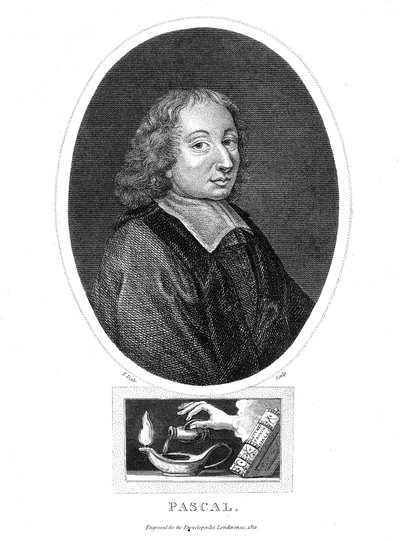 ブレーズパスカル、17世紀のフランスの哲学者、数学者、物理学者、神学者、1821年 作： Thomas Dale