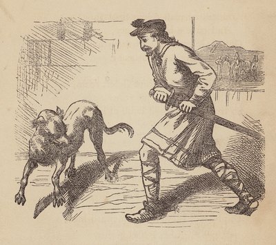 ルウェリンとその犬（カラー版画） 作： Thomas Dalziel