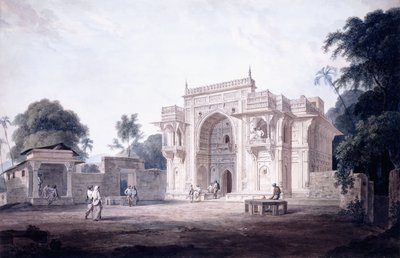 モスクに通じる門、チュナルガル、ウッタルプラデーシュ州、c。 1789-90 作： Thomas Daniell