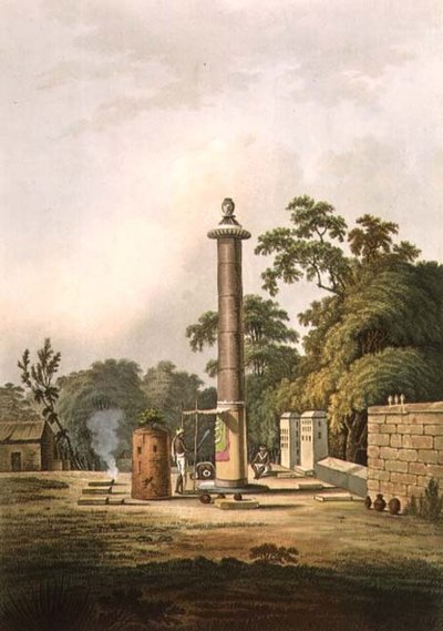 ヒンドゥー教の礼拝所」ジョセフ・コンスタンティン・スタドラー（1780年〜1812年）が彫刻し、エドワード・オルム（1774年〜1820年）が1803年頃に出版したリトグラフ版です。 作： Thomas Daniell