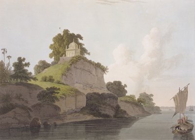 ガンジス川沿いのカーラ近くのヒンドゥー寺院、「東洋の風景：ヒンドゥースタンの24の景色」、1796年 作： Thomas Daniell