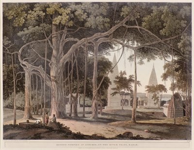ソーン川沿いのアゴウリーにあるヒンドゥー教寺院 作： Thomas Daniell