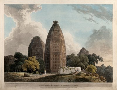 ジュムナ川沿いのビンドラブンドのヒンドゥー教寺院 作： トマス・ダニエル