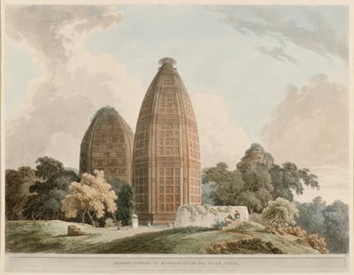 ジャムナ川沿いのビンドラバンドにあるヒンドゥー教寺院群 作： Thomas Daniell