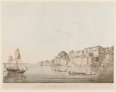 ガンジス川のベルナレス近くのラムヌグール 作： Thomas Daniell