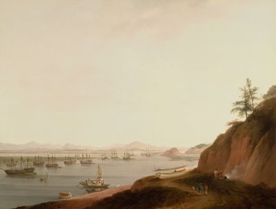 Whampoa Riverでの船積み（油彩・キャンバス 作： Thomas Daniell