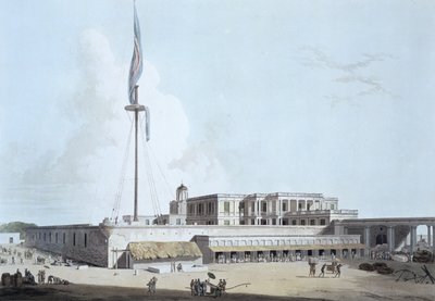 トーマスとウィリアム（1769-1837）ダニエル、1798年に彫刻された「セントジョージ要塞、東洋の風景：ヒンドゥースタンの24の景色」の版35、総督官邸 作： Thomas Daniell