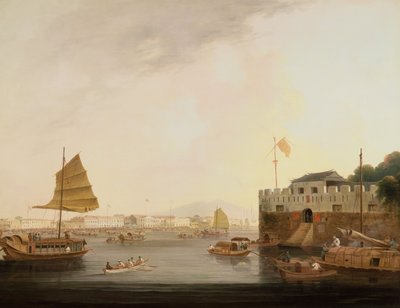 The Hongs, Canton」（油彩・キャンバス 作： Thomas Daniell