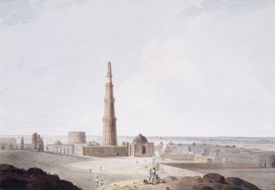 クトゥブミナール、デリー、c。 1789 作： Thomas Daniell