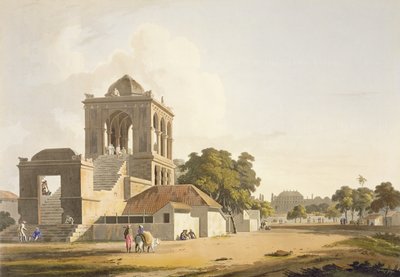 芸術家とウィリアムダニエル（1769-1837）1797（アクアチント）によって彫刻された「東洋の風景」のパート2のマドゥラ要塞、プレート14のビュー 作： Thomas Daniell