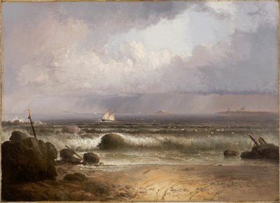 夏のにわか雨が降るスコール ナハント ビーチ、1835 年。 作： Thomas Doughty