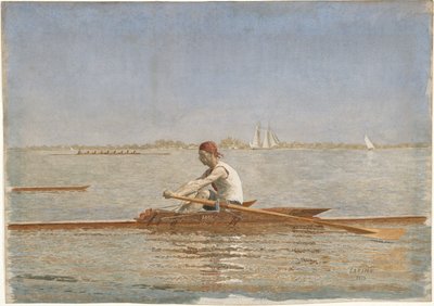 ジョン・ビッグリン、シングルスカル、1873（紙にトイレ） 作： Thomas Eakins