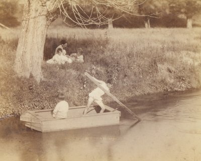 クリークで遊ぶ 2 人の少年、1883 年 7 月 4 日、1883 年。 作： Thomas Eakins