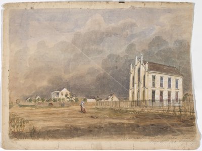 メソニックホール、マタゴルダ、テキサス、1852年5月21日（水彩紙） 作： Thomas Flintoff