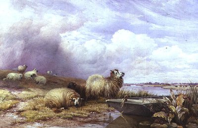 羊と船のある風景 作： Thomas Francis Wainewright