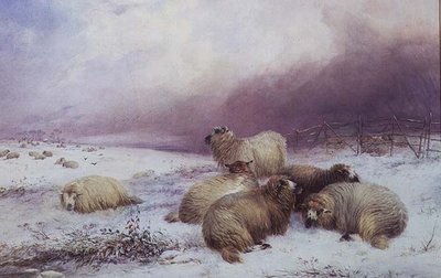 羊のいる冬の風景 作： Thomas Francis Wainewright