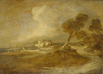 騎士のいる風景（紙に油彩） 作： Thomas Gainsborough