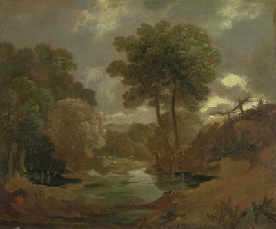 森の中のプール、1750（キャンバスに紙に油彩） 作： Thomas Gainsborough