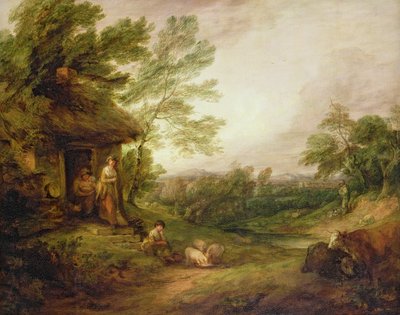 少女と豚のコテージドア、1786年頃 作： Thomas Gainsborough