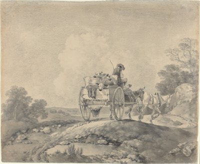 田舎のカートに子牛を乗せたドローバー 作： Thomas Gainsborough