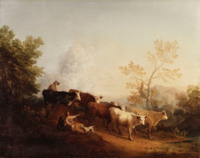 イブニング;家に帰る牛のいる風景 作： Thomas Gainsborough