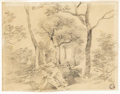 森でスケッチするゲインズバラ 作： Thomas Gainsborough