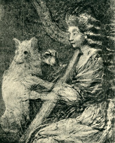 ハープ奏者と犬、c1778、1943年。 作： Thomas Gainsborough