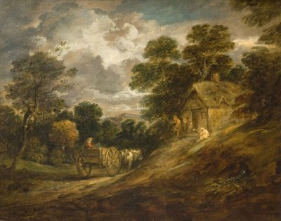 コテージとカートのある風景、1786年。 作： Thomas Gainsborough