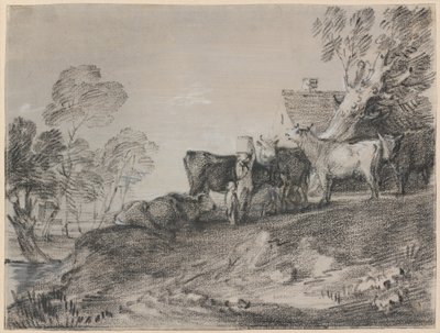 コテージで牛のいる風景 作： Thomas Gainsborough