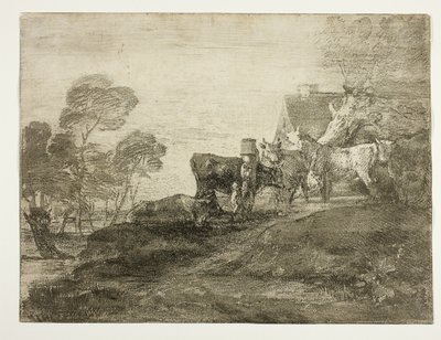 コテージで牛のいる風景 作： Thomas Gainsborough